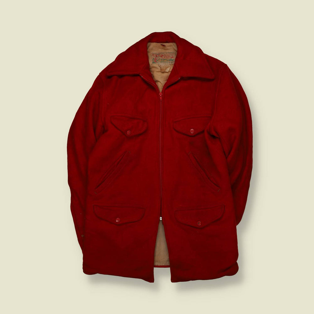 1940s | Soo Woolen Mills | Wool Hunting Coat | Red - M