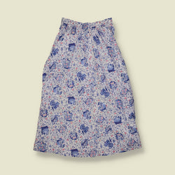 1980s | Novelty Teapot Print Skirt | Blue & White - w24