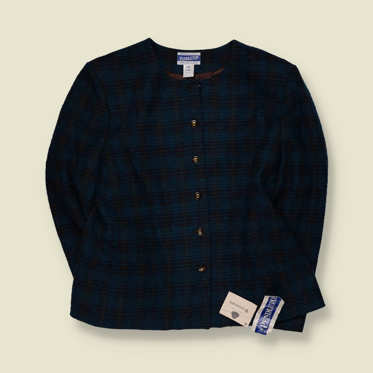 1990s | Pendleton | Deadstock Wool Plaid Blazer | Navy - 16