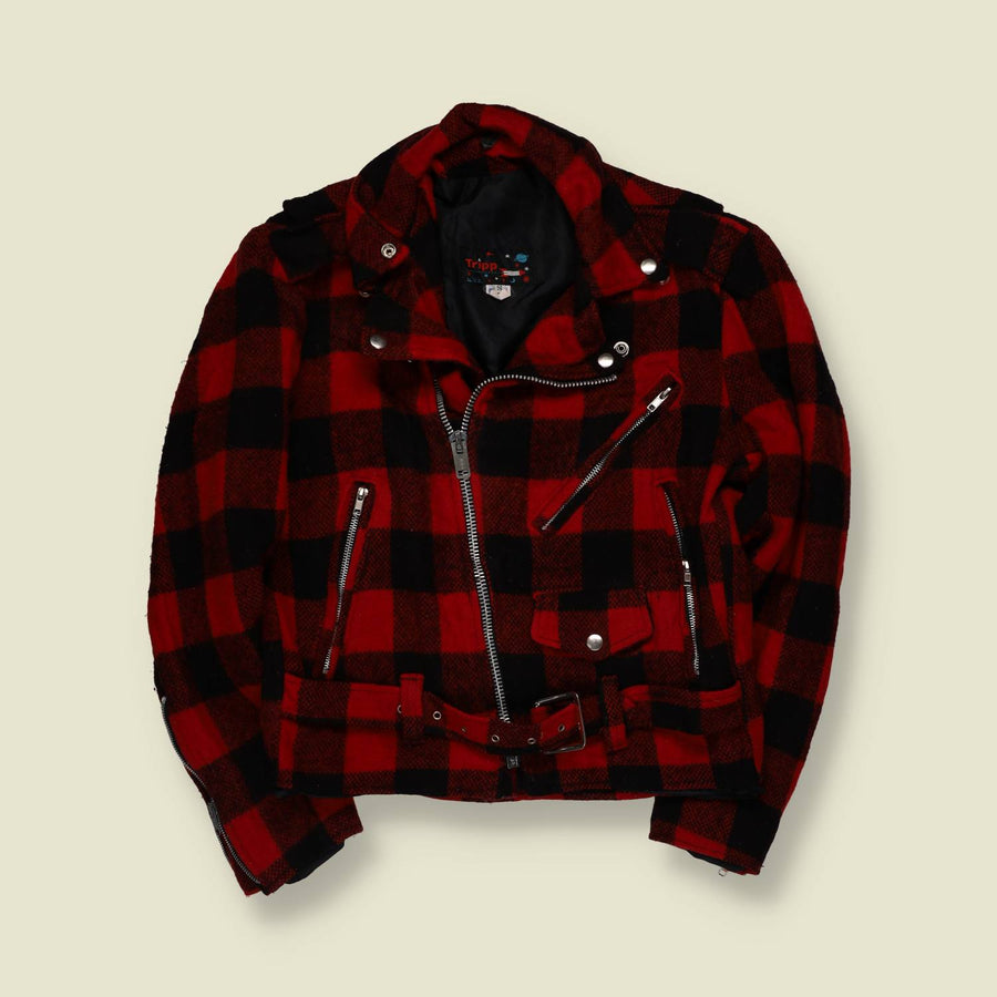 1970s-80s | Tripp NYC | Lumberjack Biker Jacket | Red & Black - 10