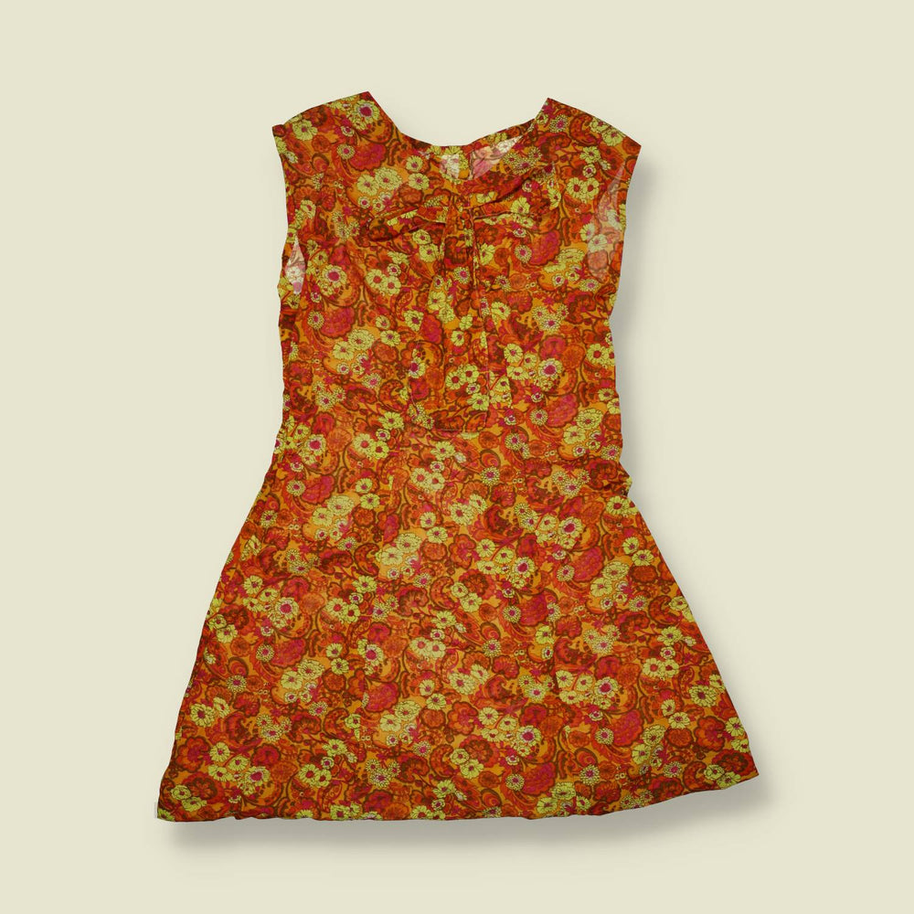 1960s | Floral Shift Dress | Orange - 6