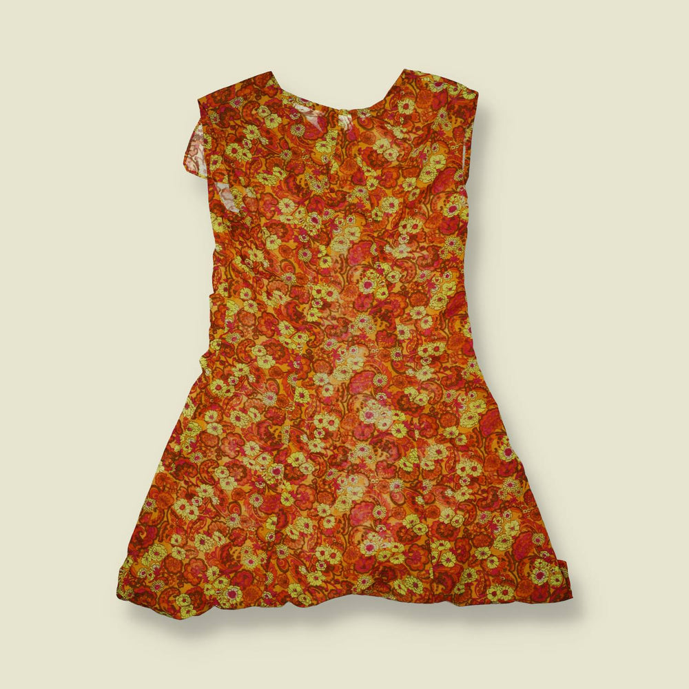 1960s | Floral Shift Dress | Orange - 6