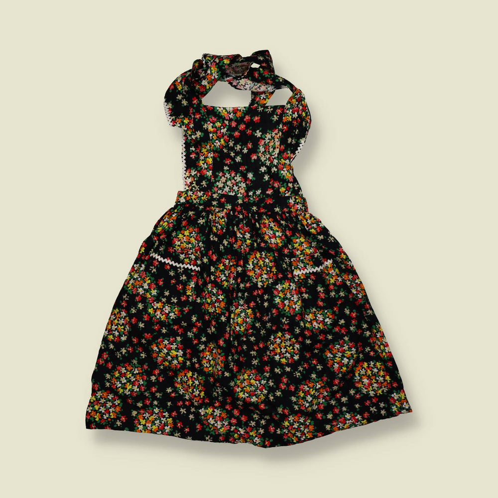 1970s | Floral Halter Dress | Black - 4