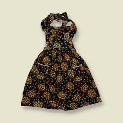 1970s | Floral Halter Dress | Black - 4