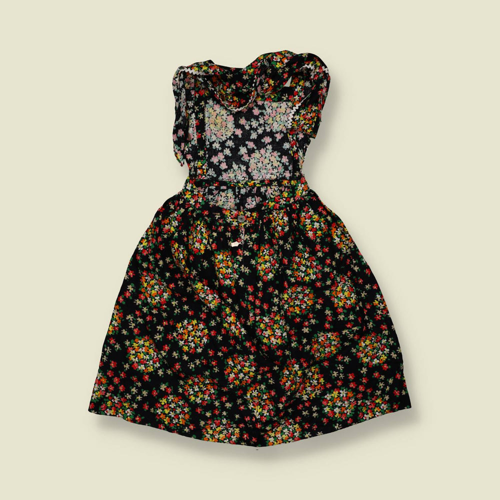 1970s | Floral Halter Dress | Black - 4