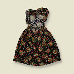 1970s | Floral Halter Dress | Black - 4