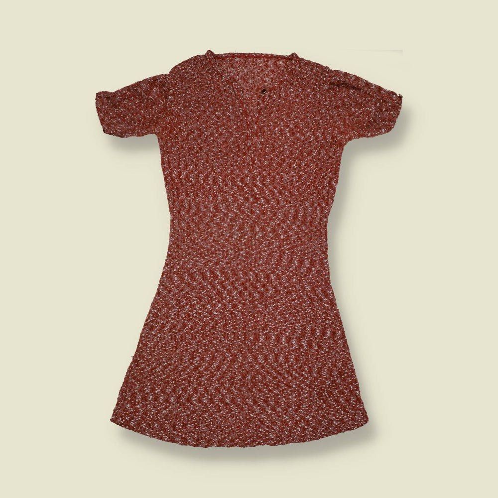 1970s | Textured Knit Dress | Rust - 6