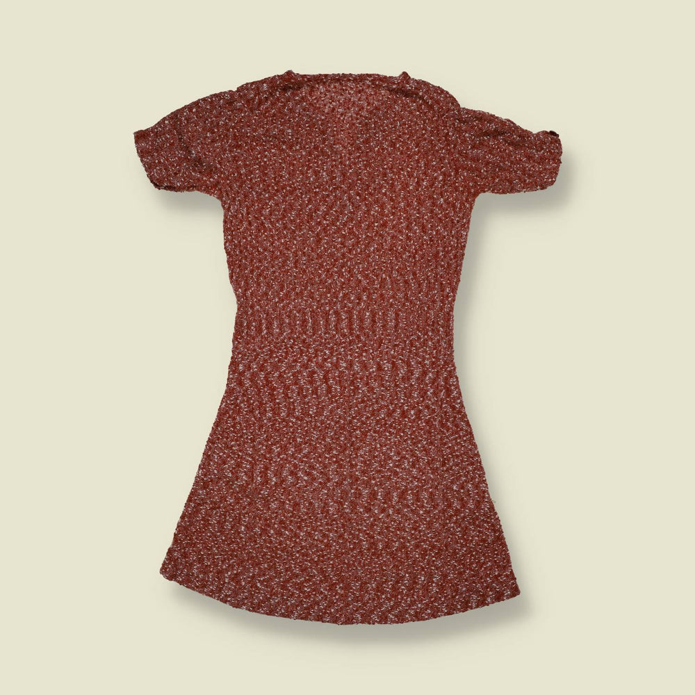 1970s | Textured Knit Dress | Rust - 6