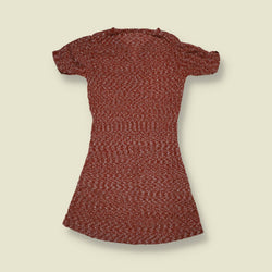 1970s | Textured Knit Dress | Rust - 6