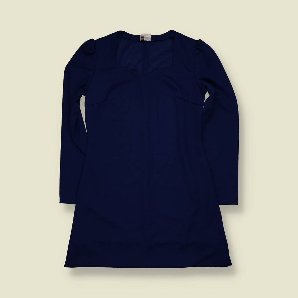 1970s | Empire Line Mini Dress | Navy - 10