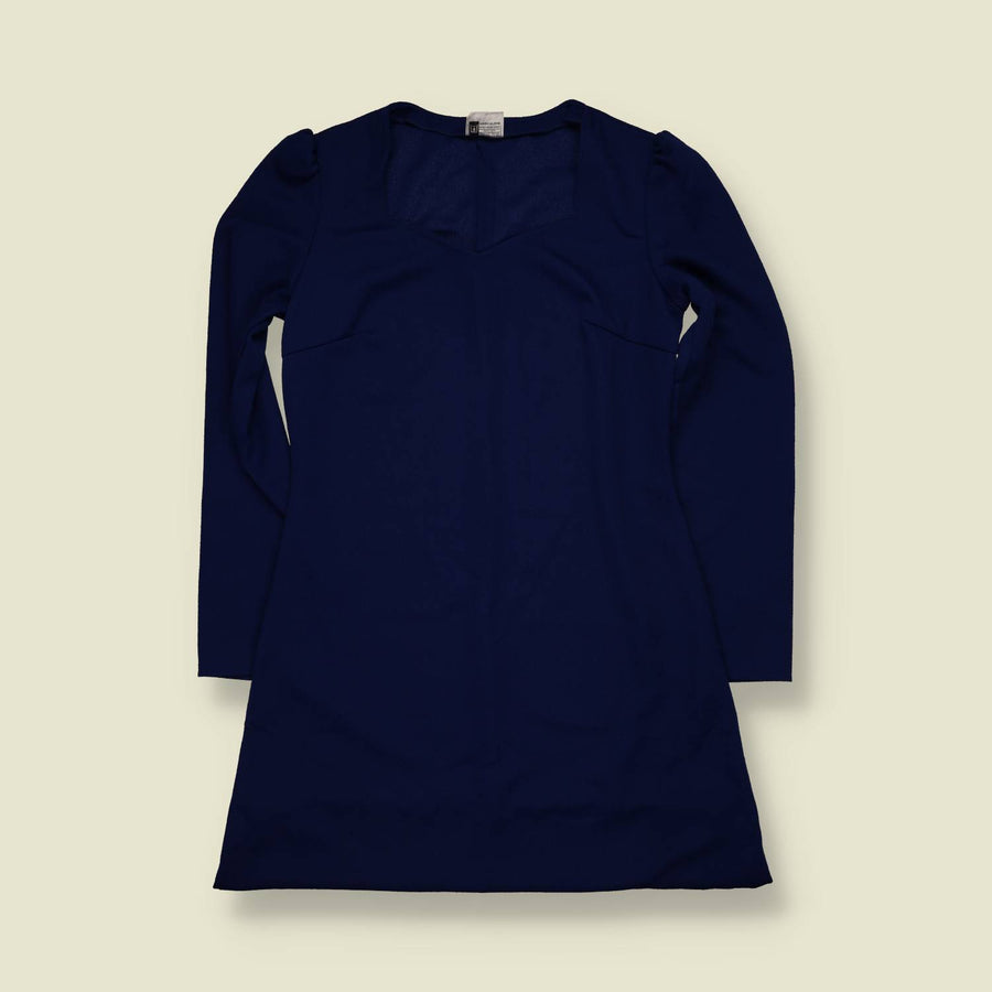 1970s | Empire Line Mini Dress | Navy - 10