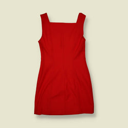 1970s | Square Neck Mini Dress | Red - 6