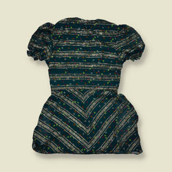 1970s | Ellcourt | Metallic Stripe Party Dress | Green - 10