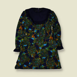 1970s | Tiger Modell | Floral Bib Dress | Navy & Green - 8