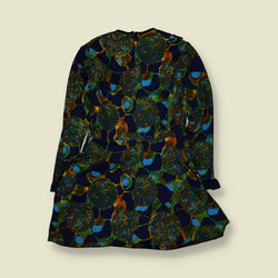 1970s | Tiger Modell | Floral Bib Dress | Navy & Green - 8