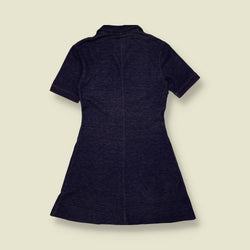 1970s | Zip Front Mini Dress | Navy - 6