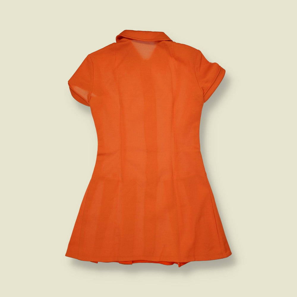 1970s | Drop Waist Mini Dress | Orange - 6