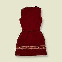 1960s | Wool Embroidered Trim Dress | Red - 4