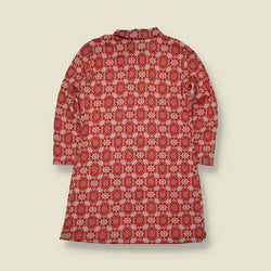 1970s | Treviera | Geometric Shirt Dress | Red & Cream - 14