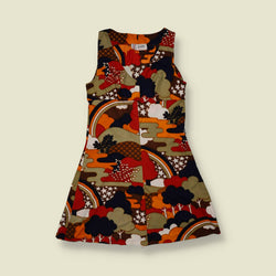 1970s | Guitare | Abstract Print Dress | Orange & Brown - 6