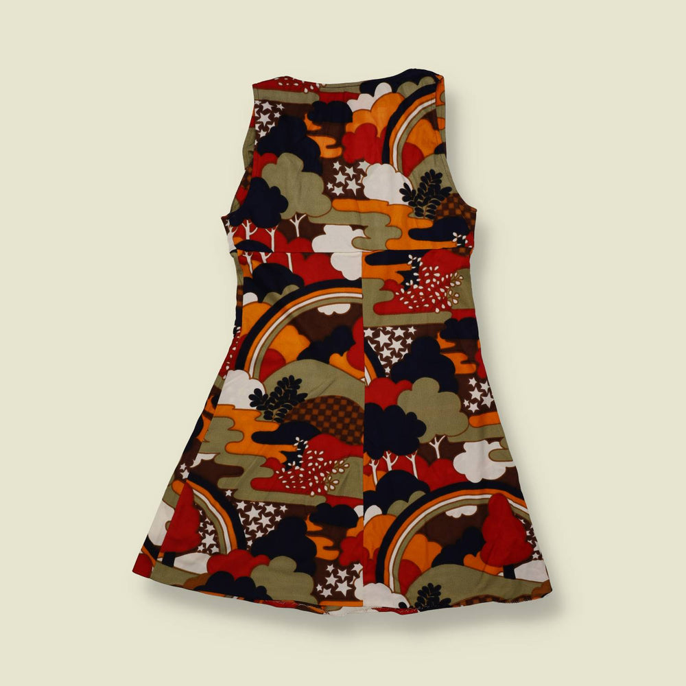 1970s | Guitare | Abstract Print Dress | Orange & Brown - 6