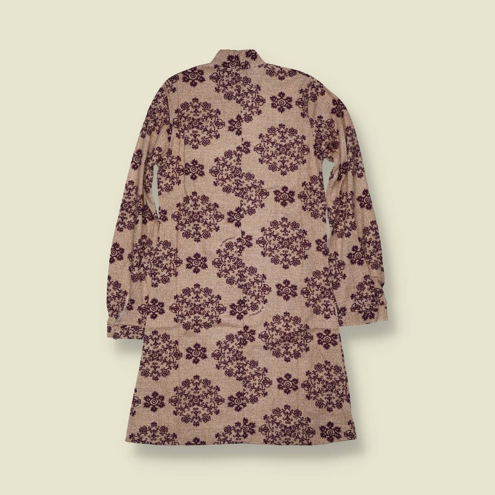 1970s | TGL | Deadstock Medallion Print Dress | Beige & Brown - 6
