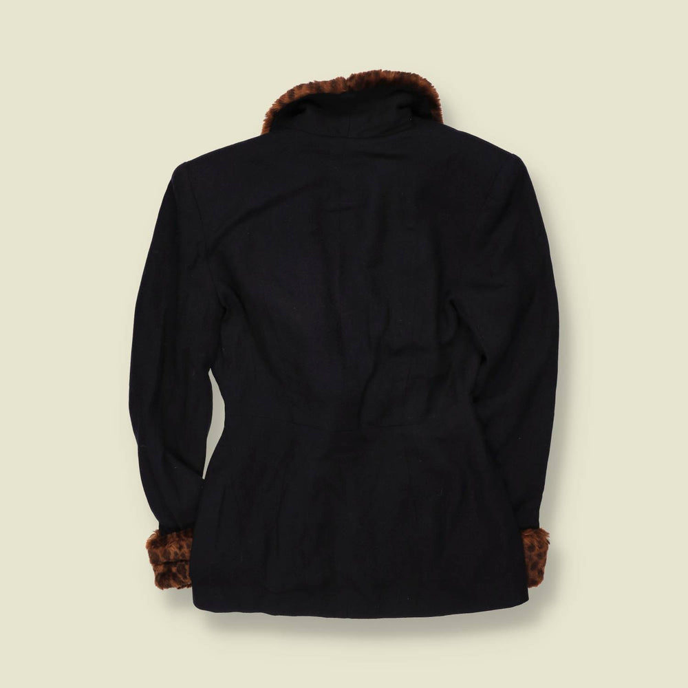 1980s | Rina Rossi | Leopard Print Collar Blazer | Black - 12