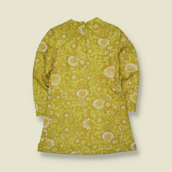 1970s | Floral Polyester Mini Dress | Yellow - 12