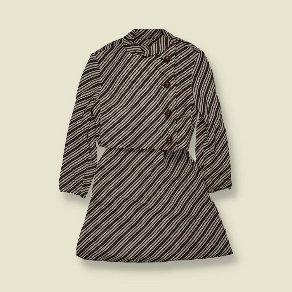 1960s | Juan Leslie | Two Piece Jacket & Dress Set | Brown & Cream - 6