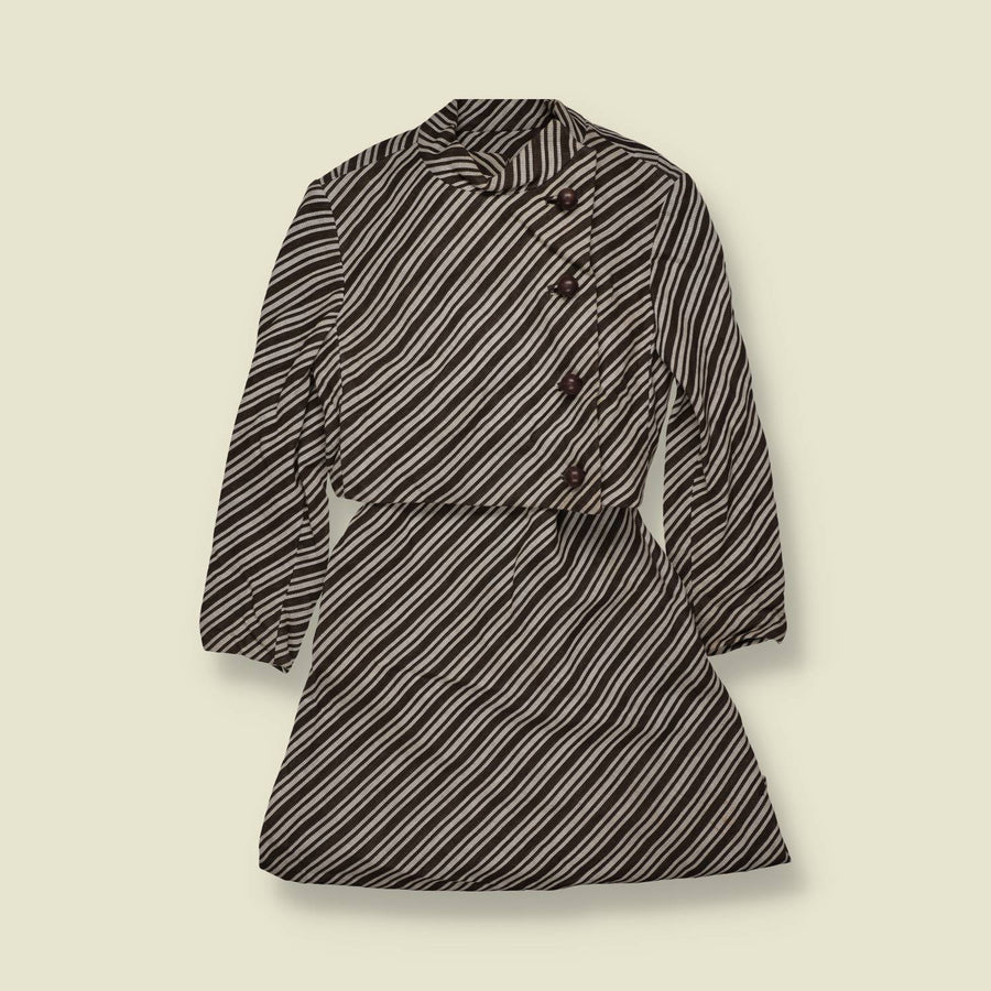 1960s | Juan Leslie | Two Piece Jacket & Dress Set | Brown & Cream - 6