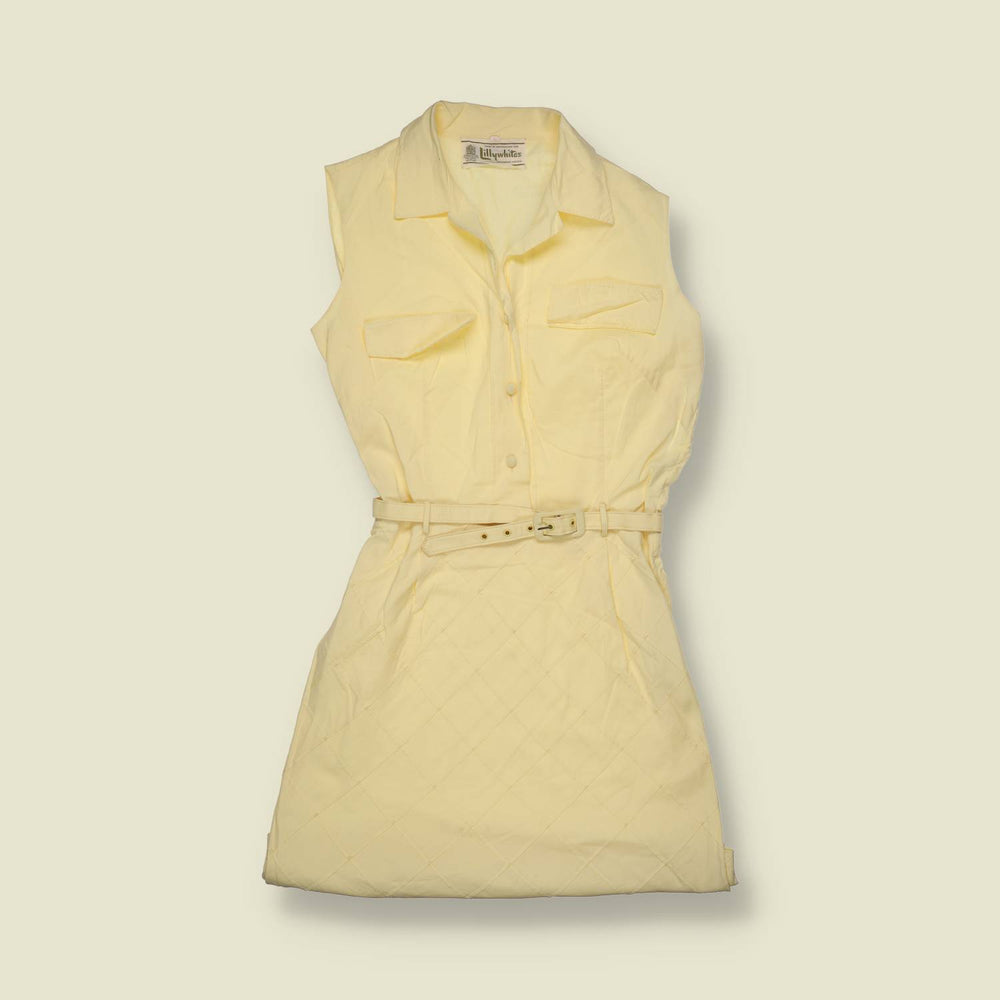 1960s | Lillywhites | Cotton Shirt Dress | Cream / Yellow  - 8