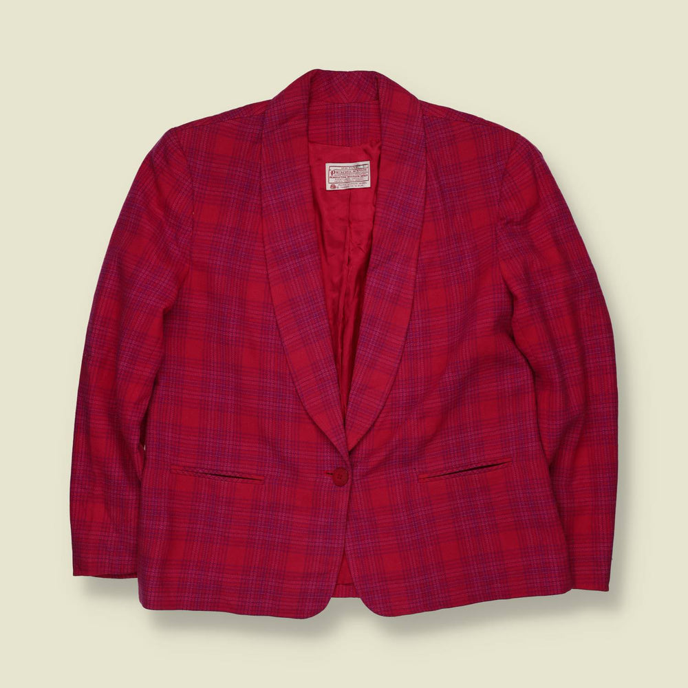 1980s | Pendleton | Virgin Wool Plaid Blazer | Red - 12