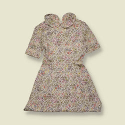 1960s | Floral Peter Pan Collar Dress | Cream - 8