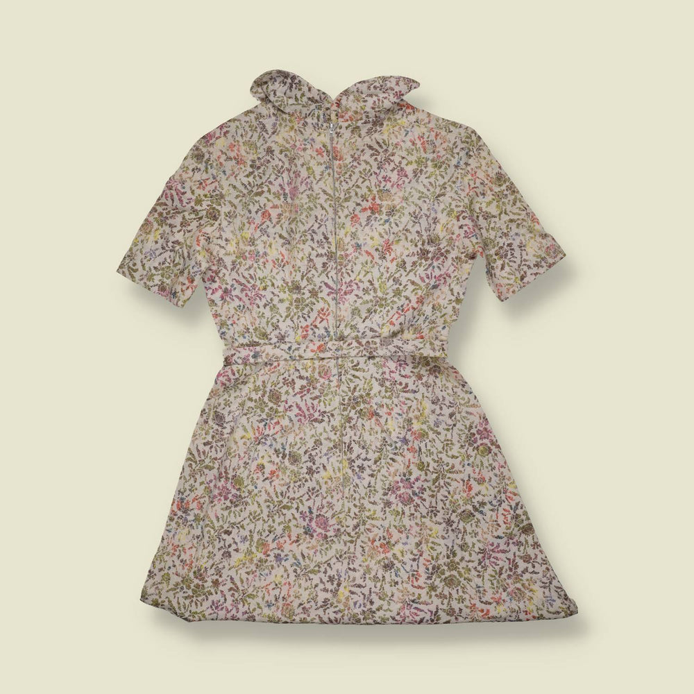 1960s | Floral Peter Pan Collar Dress | Cream - 8