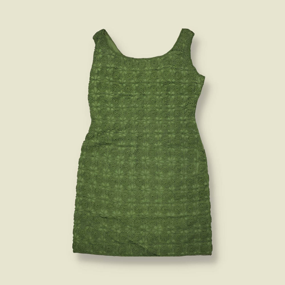 1990s | Crochet Mini Dress | Green - 8