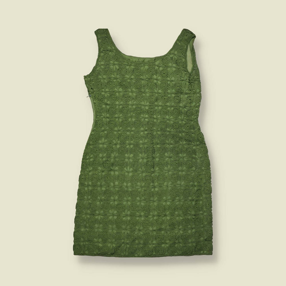 1990s | Crochet Mini Dress | Green - 8