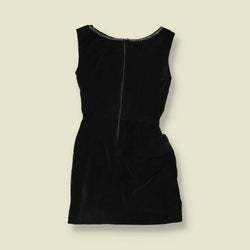 1970s | Velvet Rhinestone Trim Mini Dress | Black - 8