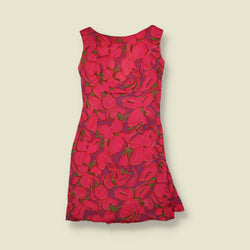 1970s | Abstract Floral Mini Dress | Pink & Purple - 4