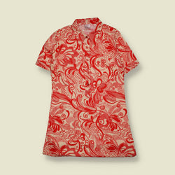1970s | TGL | Deadstock Paisley Shirt Dress | Red & Cream - 8