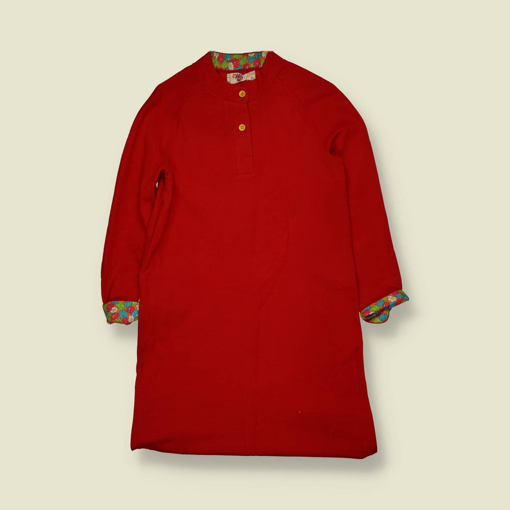 1960s | Vitos | Floral Trim Shift Dress | Red - 10