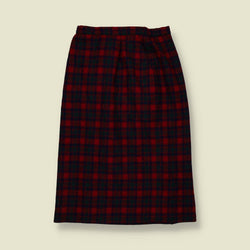 1980s | Pendleton | Wool Tartan Skirt | Red & Navy - w26