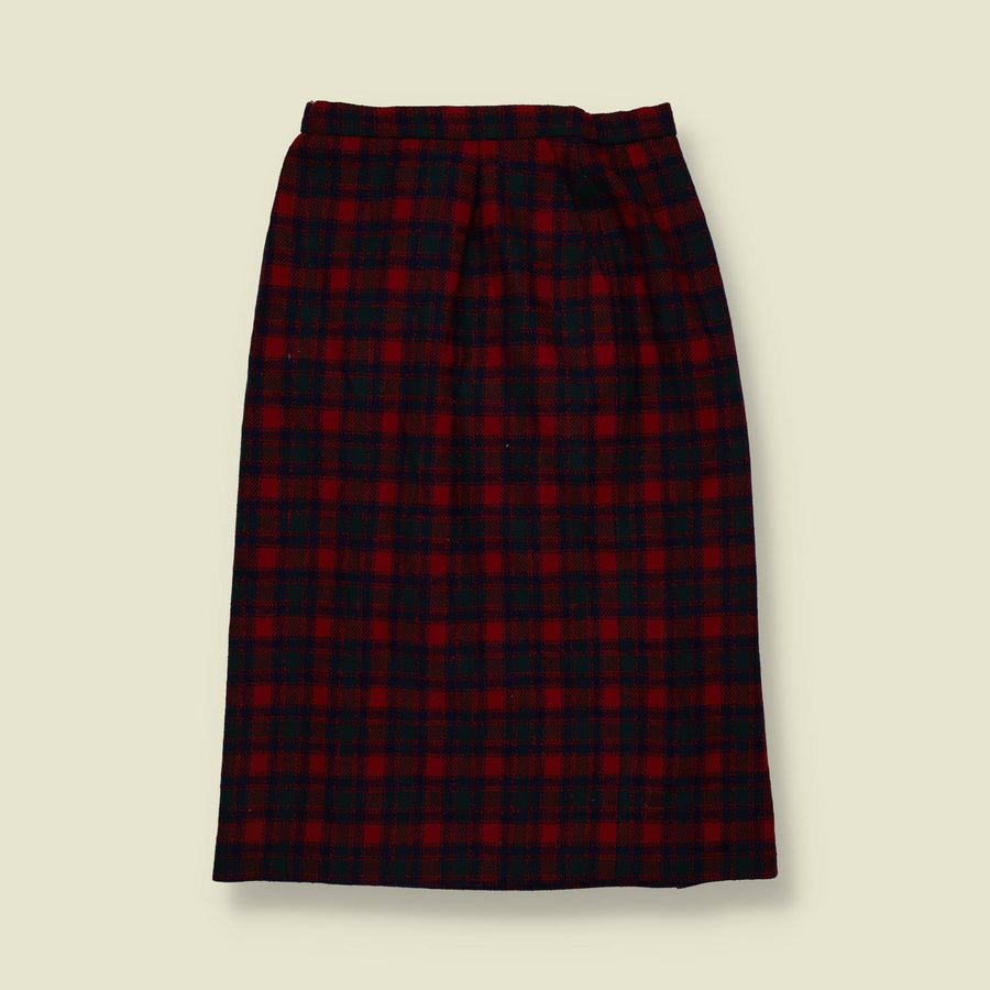 1980s | Pendleton | Wool Tartan Skirt | Red & Navy - w26