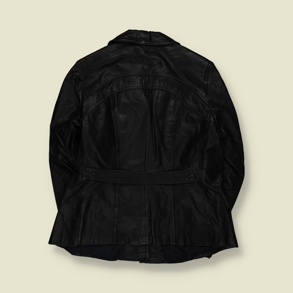 1970s | Echtes Leder | Black Fitted Leather Jacket - 10