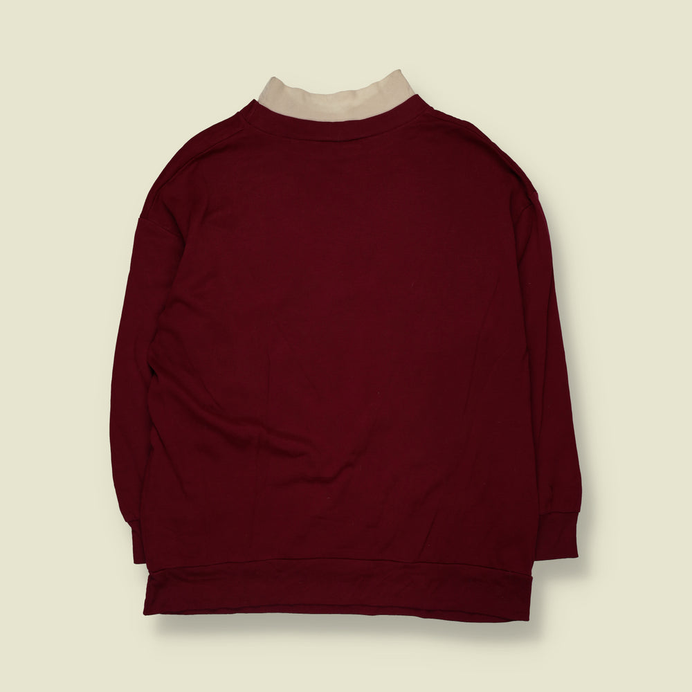 1980s | Burgundy Bird Watchin' Cat Graphic Sweatshirt - 20