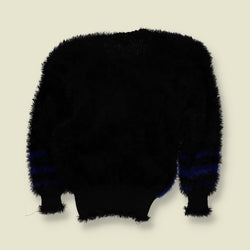 980s | Fluffy Eyelash Knit Floral Embroidered Jumper | Royal Blue & Black - 10