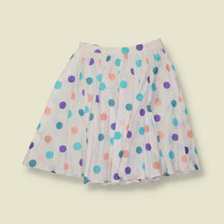 1980s | White Multicolour Polka Dot Full Skirt - W24