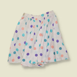 1980s | White Multicolour Polka Dot Full Skirt - W24