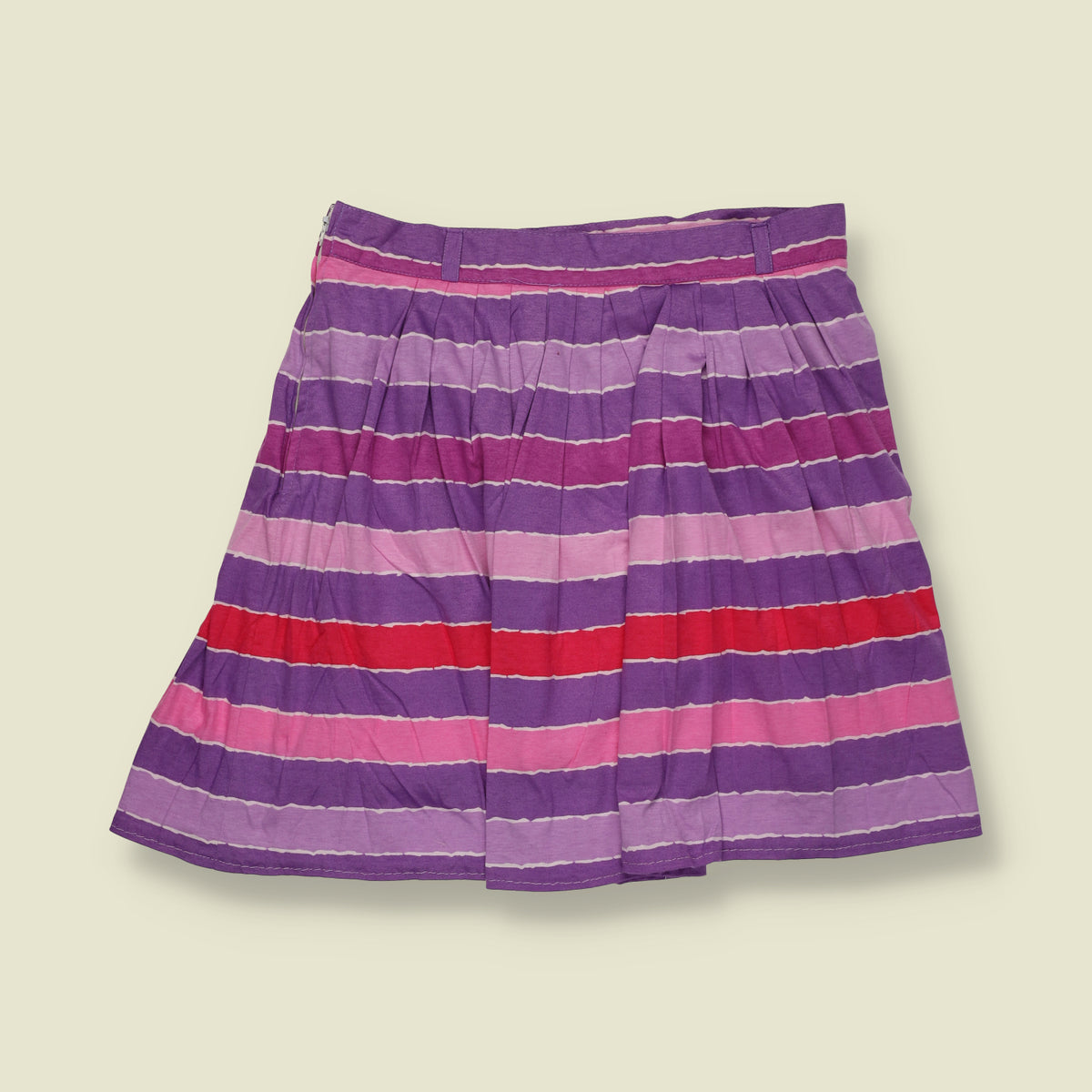 1980s | Purple & Pink Striped Pleated Skirt - W28