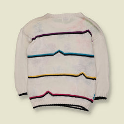 1980s | Exclusive Imports | Colourful Floral Pattern Knit Jumper | Cream & Multicolour - 12