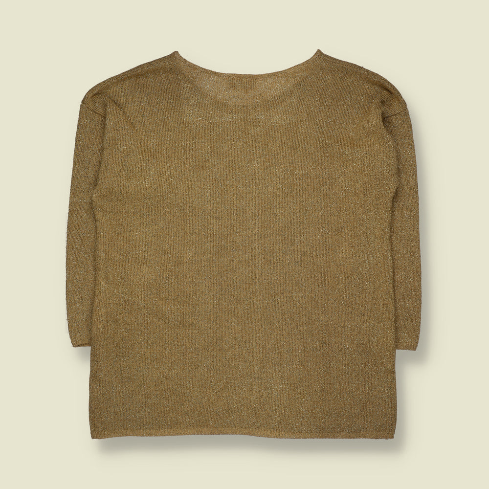 1980s | Jaynie Rose | Metallic Lurex Knit Jumper | Gold - 18